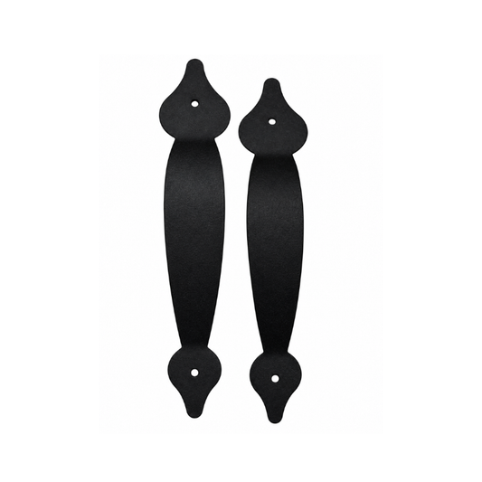 11" Yorktown Strap Decorative Spear End Steel Handle, Black (Set of 2)