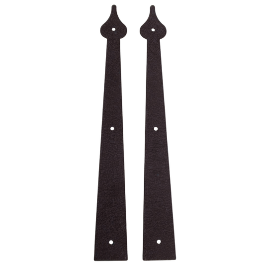16" Yorktown Strap Decorative Spear End Steel Hinge, Black (Pack of 4)